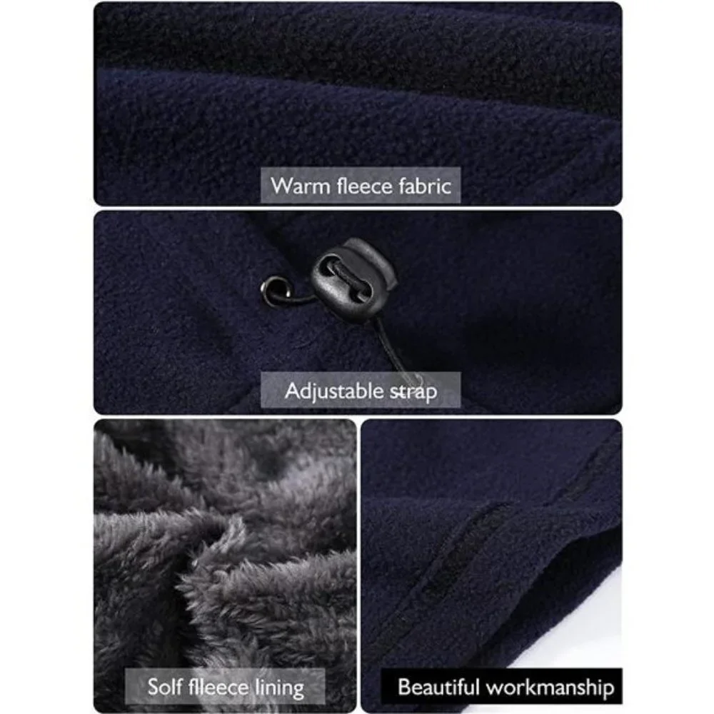 Unisex Winter Balaclava Hat Fleece Full Face Covering Scarf with Drawstring